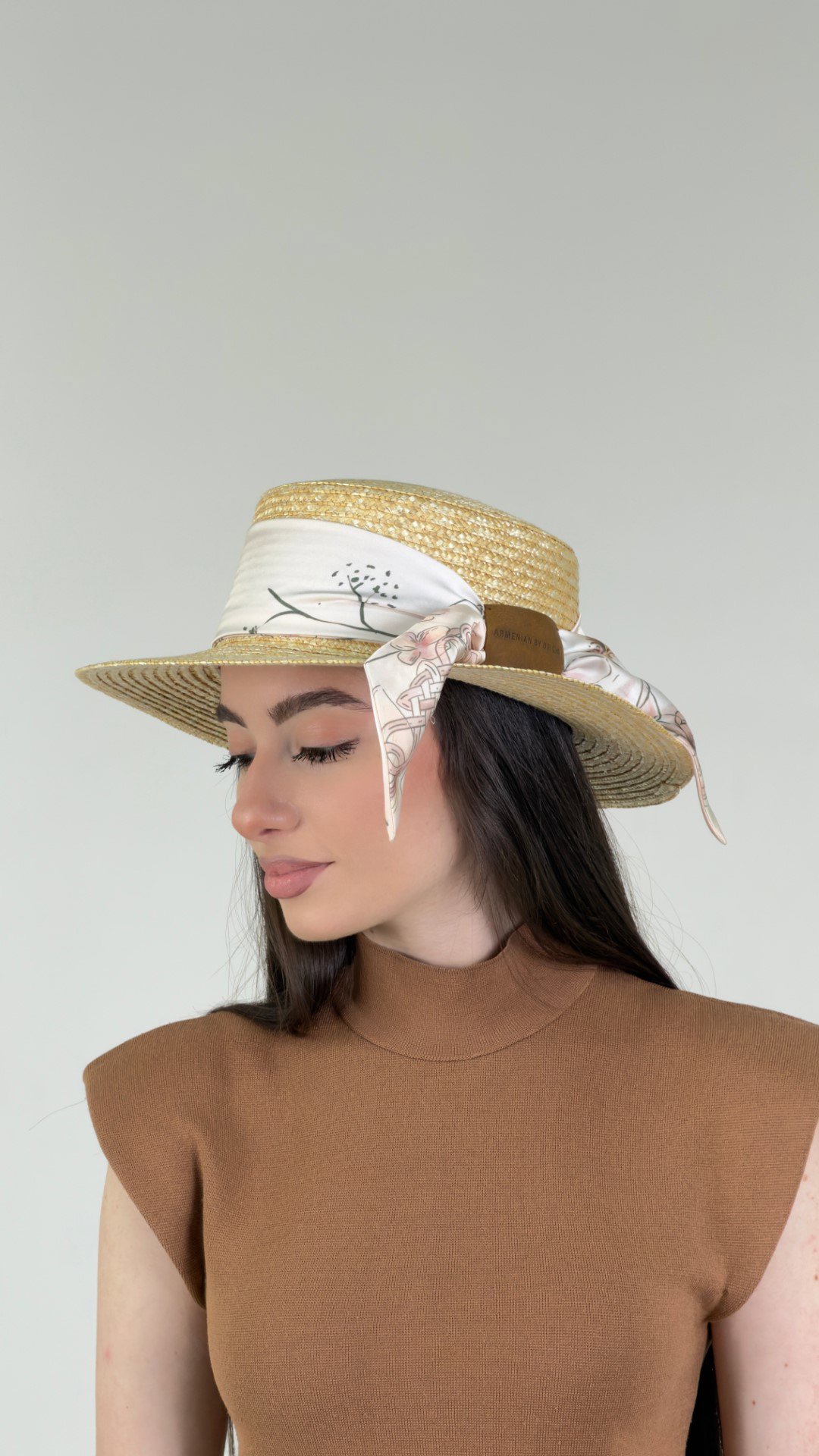 Straw Hat with Leather Label Armenian By Origin