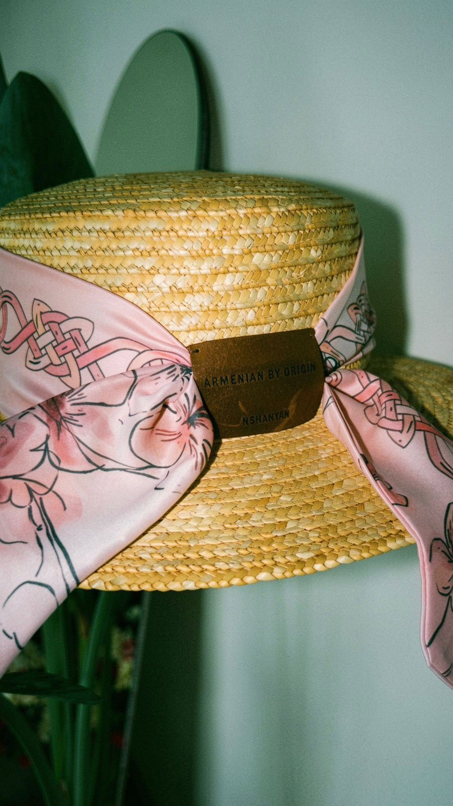 Straw Hat with Leather Label Armenian By Origin