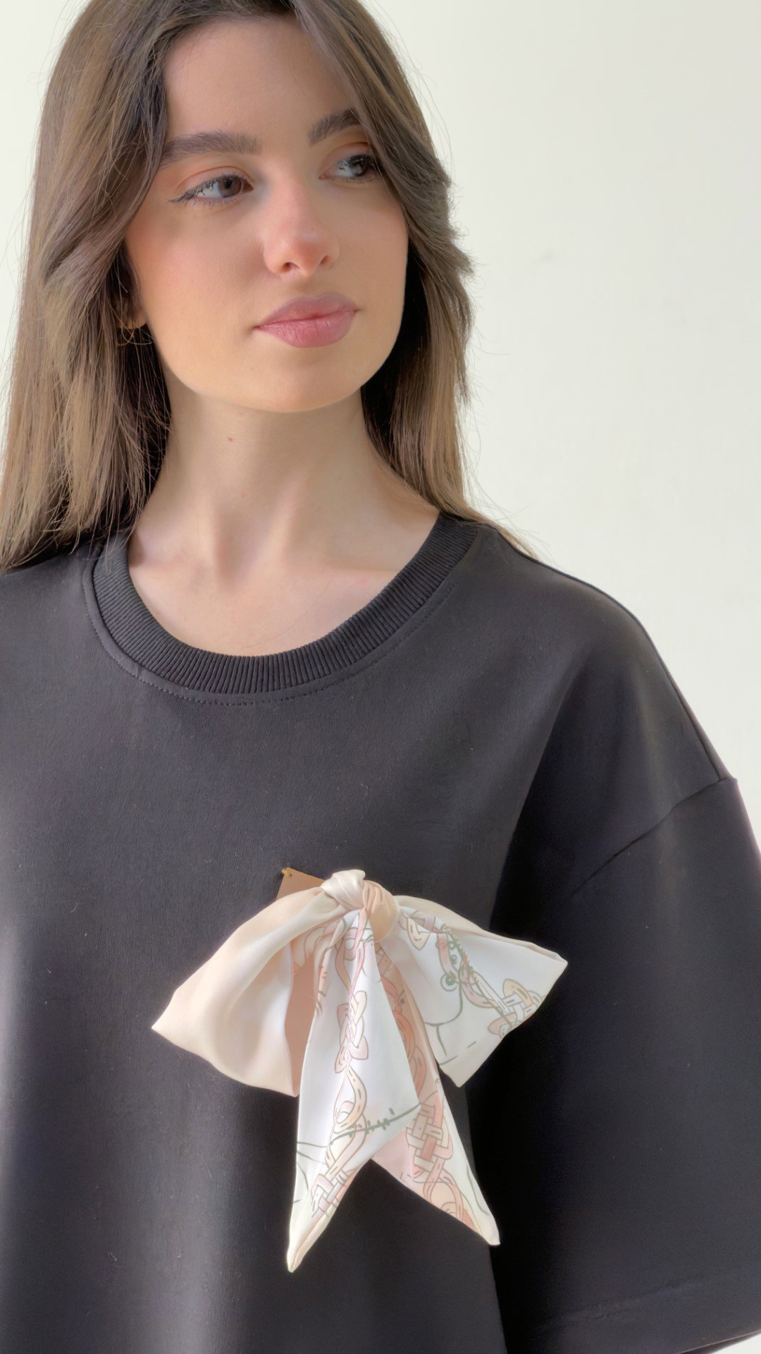 Black T-Shirt / Brown Leather Label Armenian by Origin