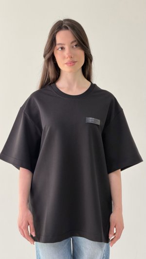 Black T-Shirt / Black Leather Label Armenian by Origin