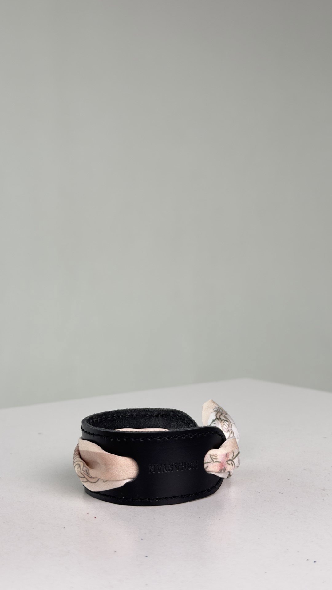 Leather & Silk Twilly Bracelet (Black) Armenian by Origin