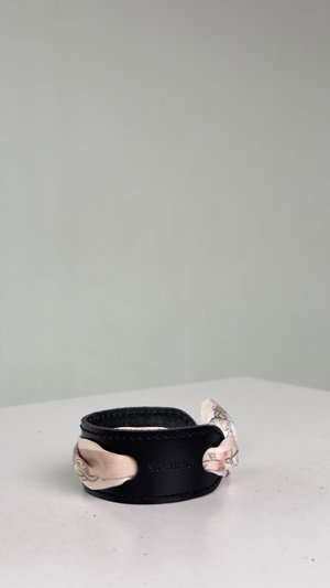 Leather & Silk Twilly Bracelet (Black) Armenian by Origin