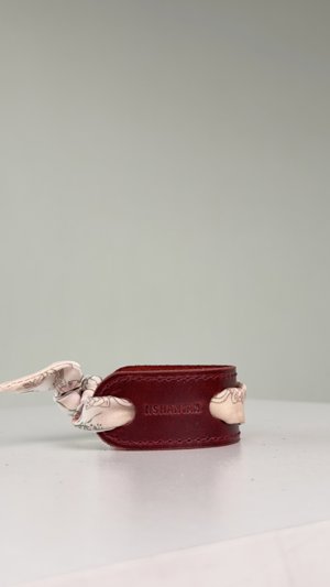 Leather & Silk Twilly Bracelet (Burgundy) Armenian by Origin